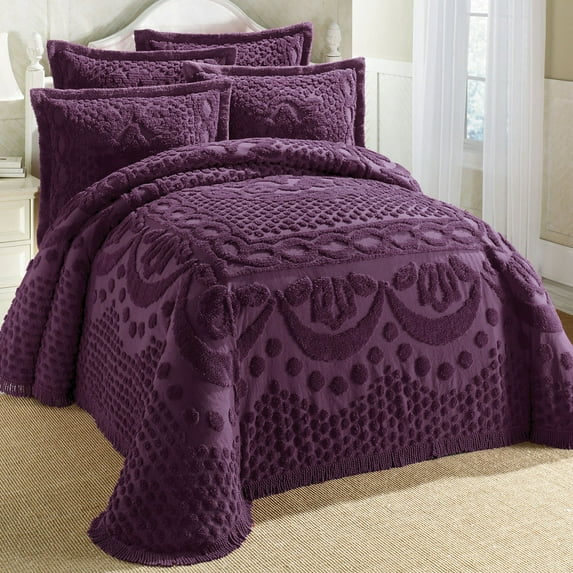 BrylaneHome Bedding Lightweight All Season Georgia Chenille Bedspread Ultra-Soft 100% Cotton with Medallion Pattern