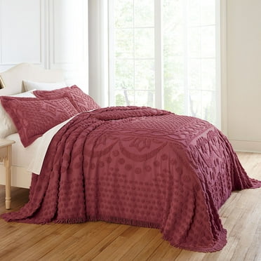 BrylaneHome Bedding Lightweight All Season Georgia Chenille Bedspread Ultra-Soft 100% Cotton with Medallion Pattern