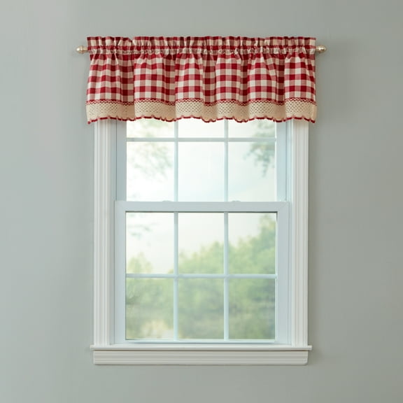 BrylaneHome Buffalo Check Rod-Pocket Valance