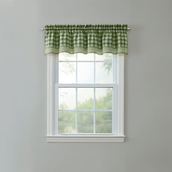 BrylaneHome Buffalo Check Rod-Pocket Valance