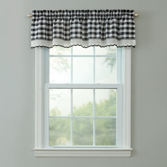 BrylaneHome Buffalo Check Rod-Pocket Valance