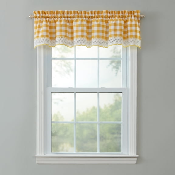 BrylaneHome Buffalo Check Rod-Pocket Valance