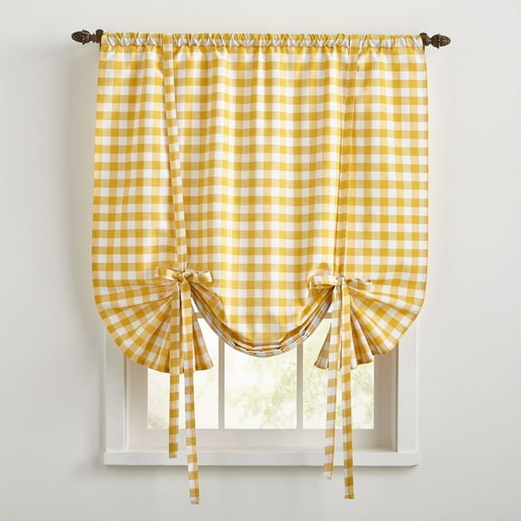 BrylaneHome Buffalo Check Tie-Up Window Shade