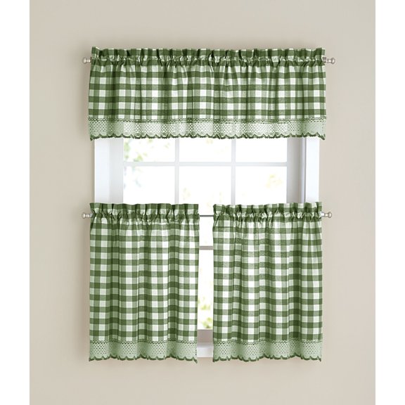 BrylaneHome Buffalo Check Tier Curtain Set, Valance Not Included