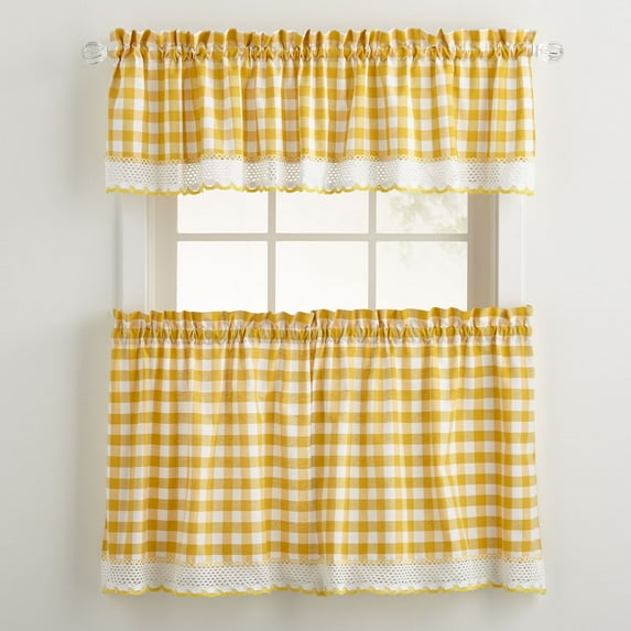 BrylaneHome Buffalo Check Tier Curtain Set, Valance Not Included