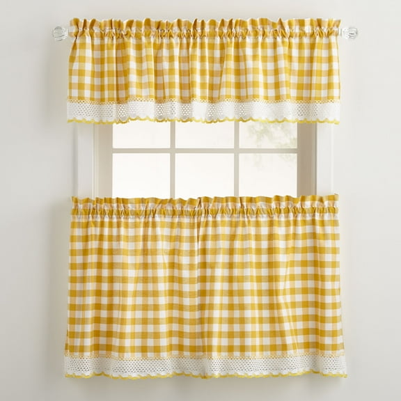 BrylaneHome Buffalo Check Tier Curtain Set, Valance Not Included