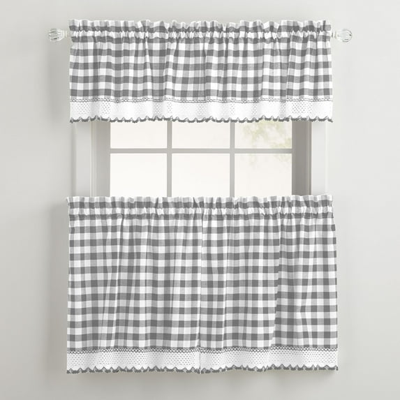 BrylaneHome Buffalo Check Tier Curtain Set, Valance Not Included