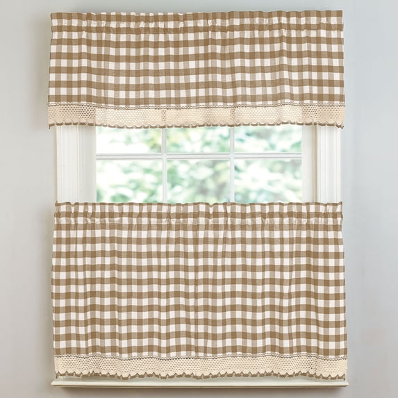 BrylaneHome Buffalo Check Tier Curtain Set, Valance Not Included