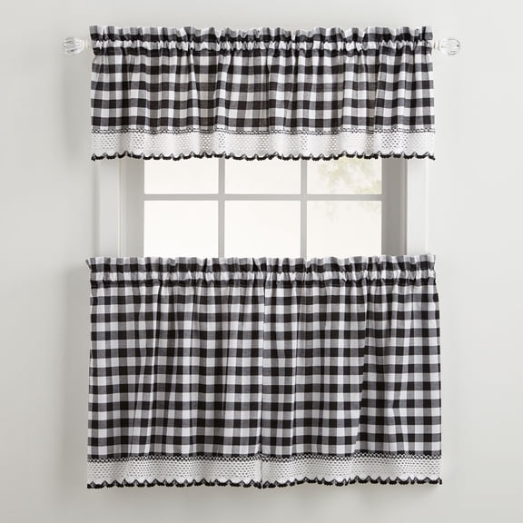 BrylaneHome Buffalo Check Tier Curtain Set, Valance Not Included
