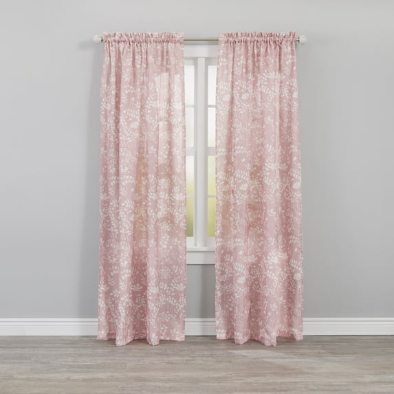 BrylaneHome Charlotte Rod-Pocket Panel Window Curtain - 52I W 84I L, Blush Pink