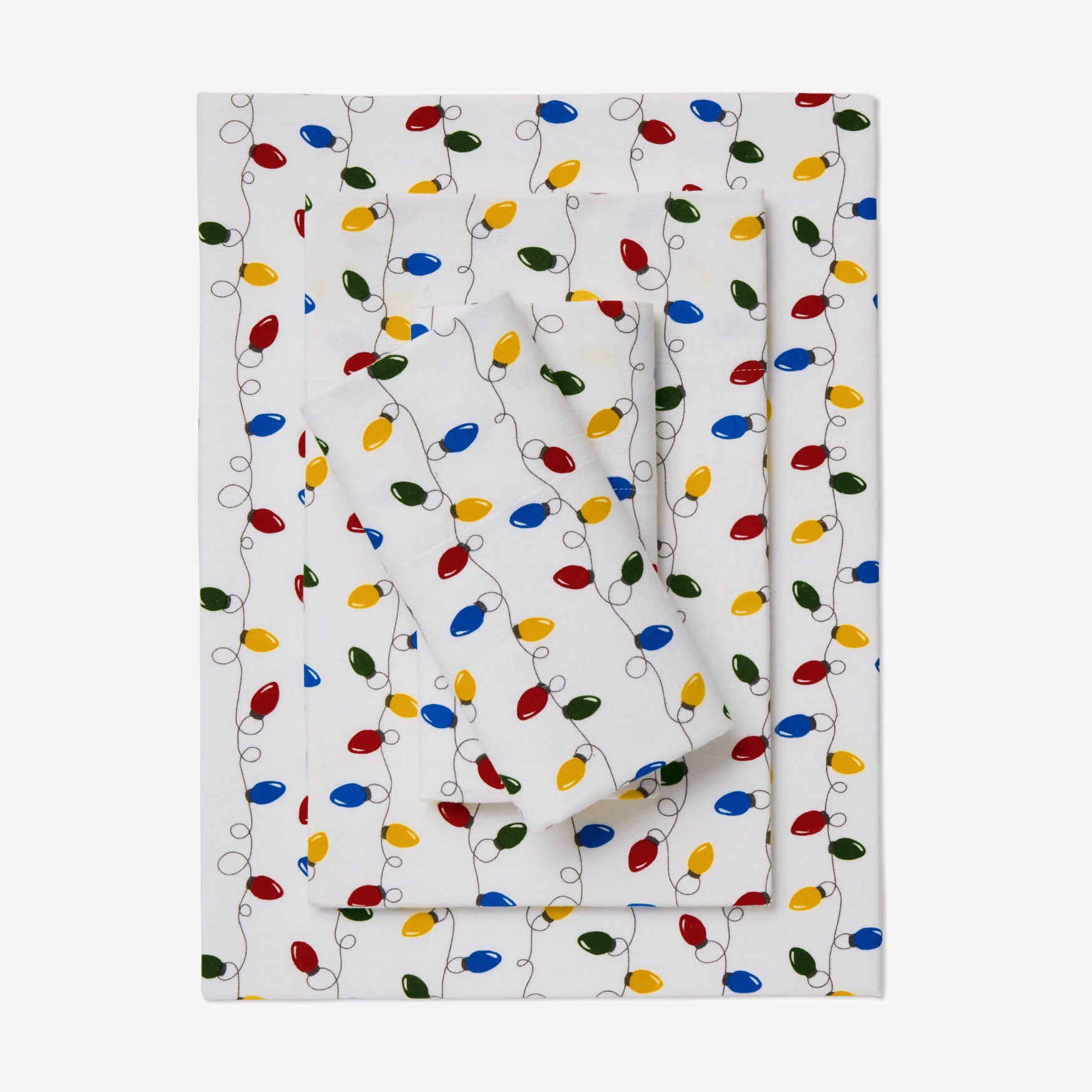 Twin White Cotton Flannel Sheet Set with Colorful Print