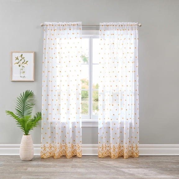 BrylaneHome Embroidered Voile Panel