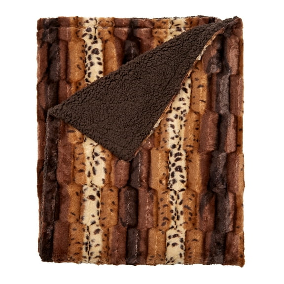 BrylaneHome Faux Fur Animal Print Throw