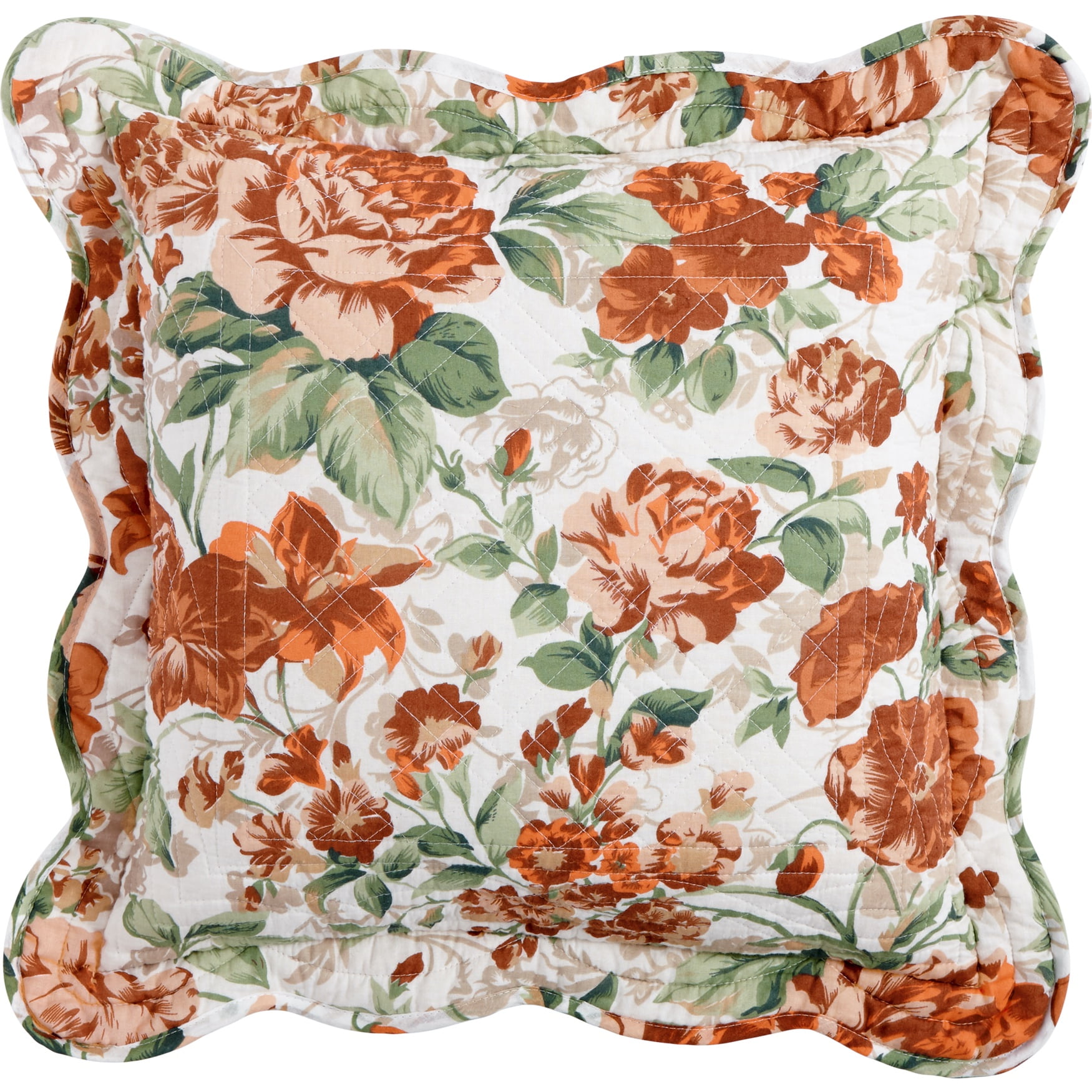 Florence 16" Spice Floral Cotton Square Pillow