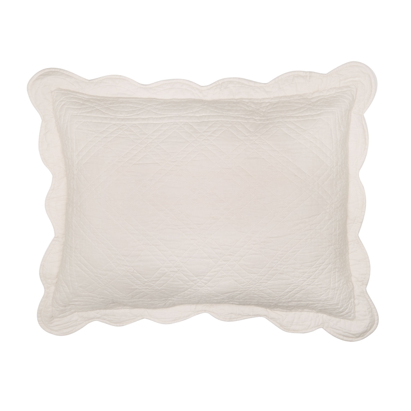 Oatmeal Cotton Scalloped Standard Pillow Sham