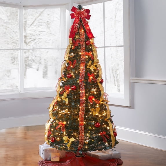 BrylaneHome XMAS Holiday Fully Decorated Pre-Lit 7.5' P…