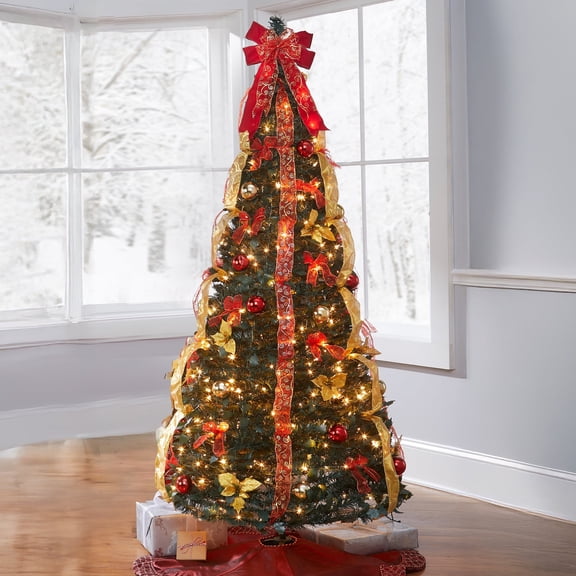 BrylaneHome Fully Decorated Pre-Lit 71/2 Ft. Pop-Up Christmas Tree