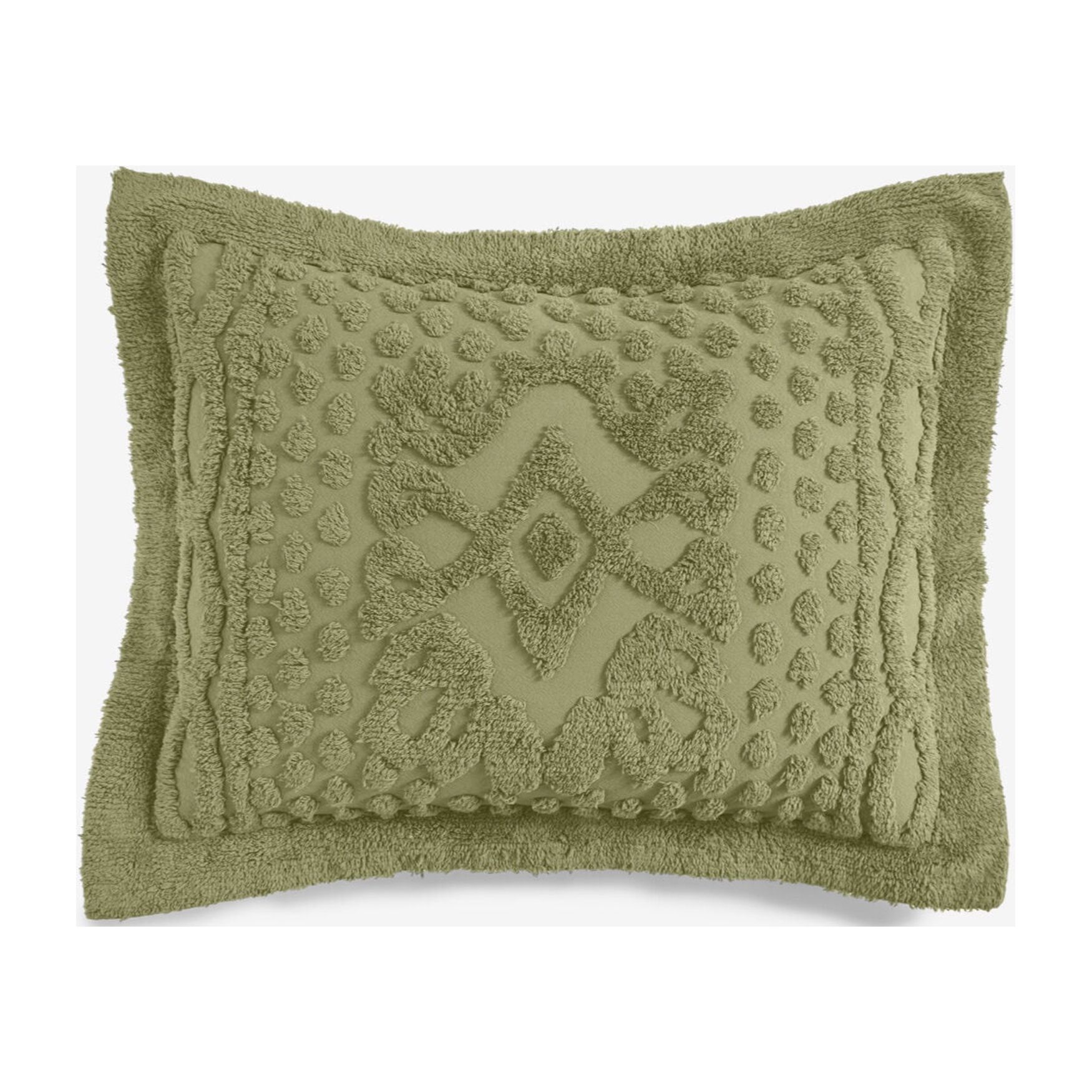 Green Cotton Chenille Standard Pillow Sham