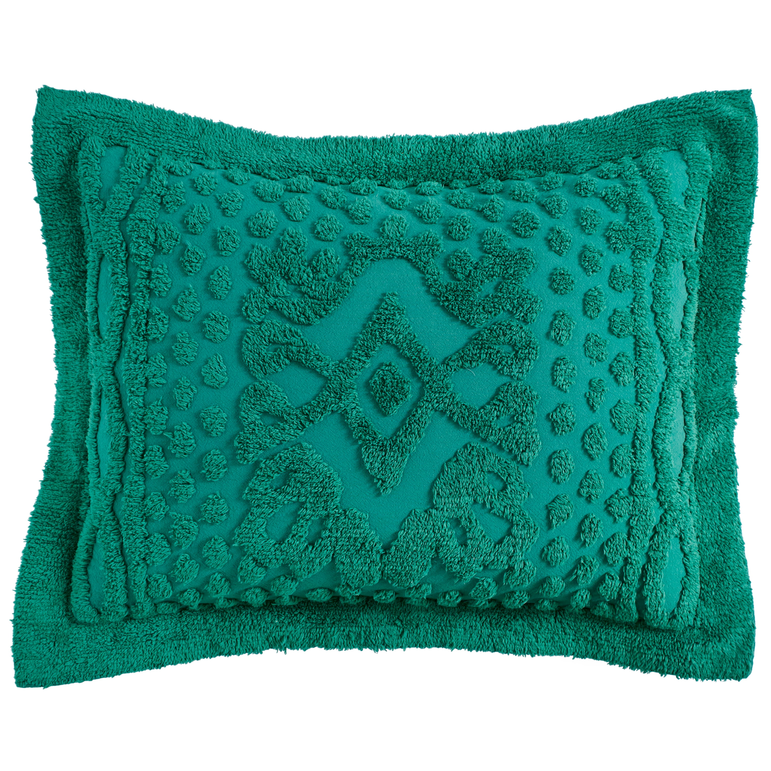 Green Cotton Chenille Standard Pillow Sham