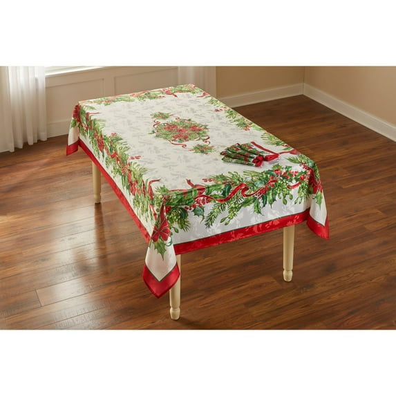 BrylaneHome Holly Ribbon Tablecloth 60" X 120"