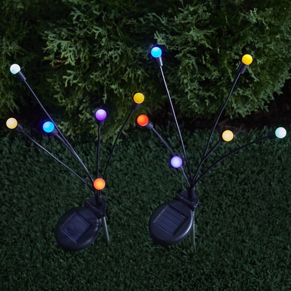 BrylaneHome Multi Color Solar Swaying Stake Light, Set Of 2
