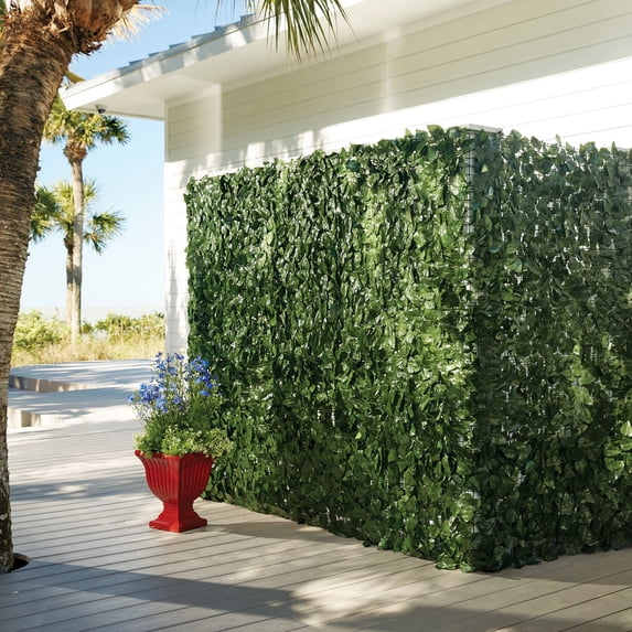 BrylaneHome Outdoor Décor Weather Resistant Sturdy High Artifical Green Privacy Screen Fence 59"H Home Patio Deck Yard