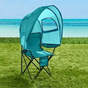 BrylaneHome Outdoor Oversized Canopy Tent Camp Chair Shade Folding Cupholder Zip Windows Storage Carrying Case Beach Yard Trip