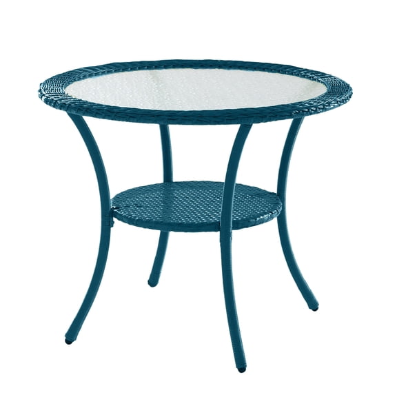 BrylaneHome Outdoor Roma All Weather Round Resin Wicker Bistro Table Patio Furniture Yard