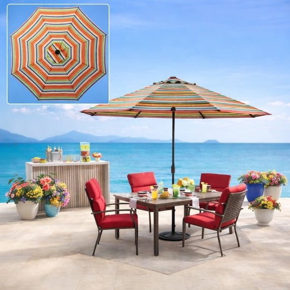 BrylaneHome 9 Ft. Tilt-And-Crank Umbrella