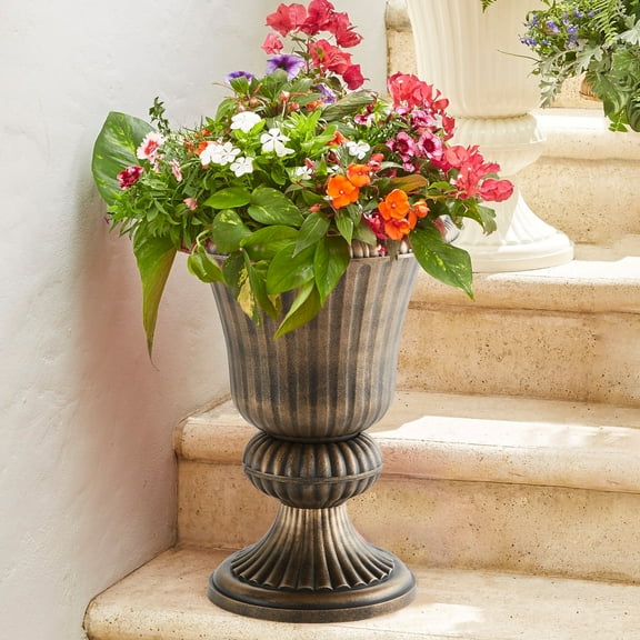 BrylaneHome Embry Urn Plastic Planter 14.5"W x 20"H