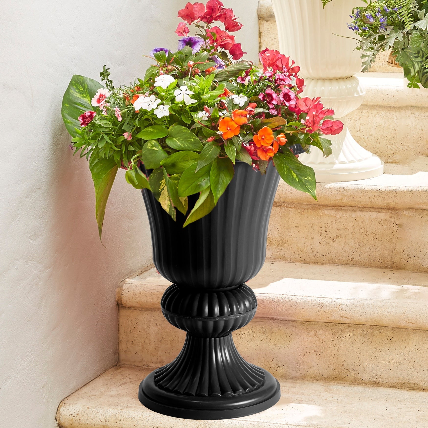 BrylaneHome Embry Urn Plastic Planter 14.5"W x 20"H