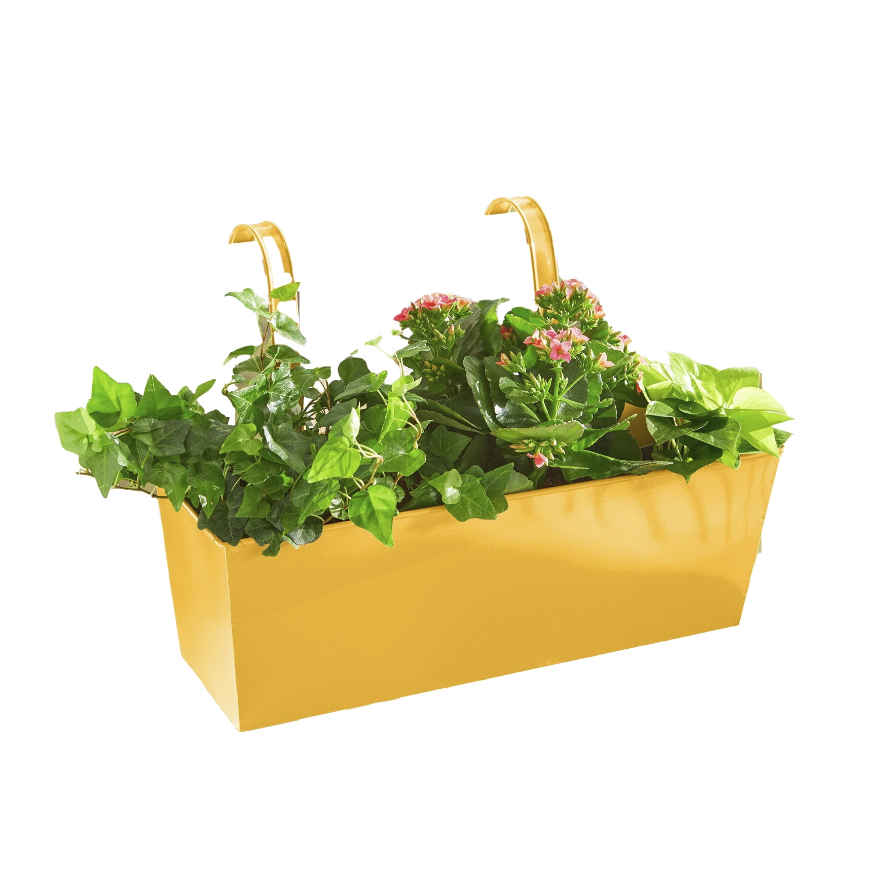 BrylaneHome Outdoor Weatherproof Metal Railing Hanging Flower Garden Windowbox Planter with 3 Drainage Holes