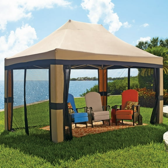 BrylaneHome Oversized 10' X 15' Instant Pop Up Gazebo With Screen