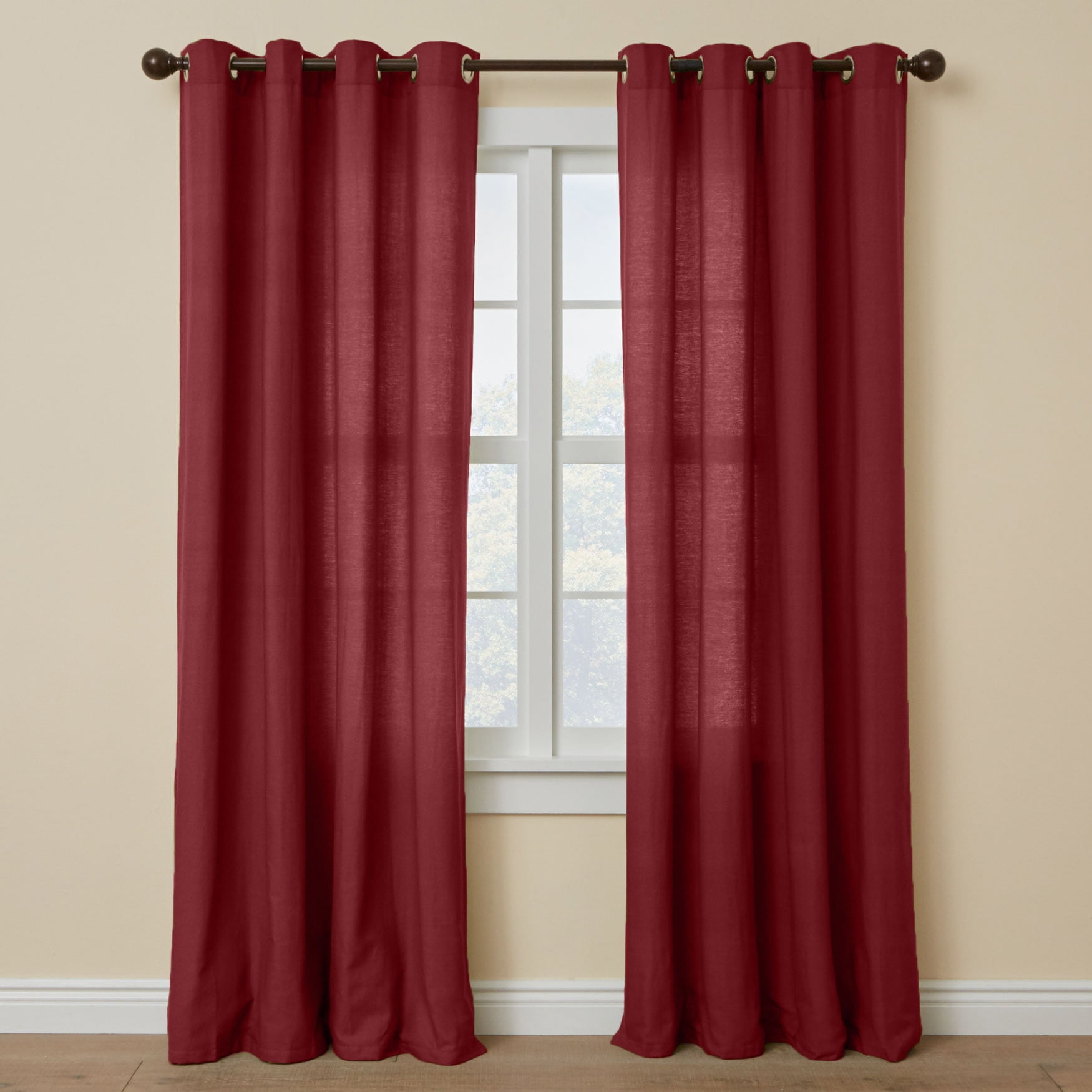BrylaneHome Poly Cotton Canvas Grommet Panel 48" W 84" L, Burgundy