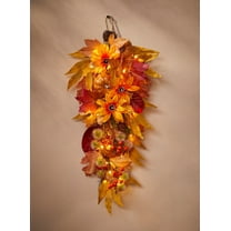 BrylaneHome Pre-Lit Harvest Daisy Swag