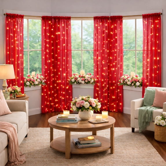 BrylaneHome Pre-Lit Rod-Pocket Curtain Panel