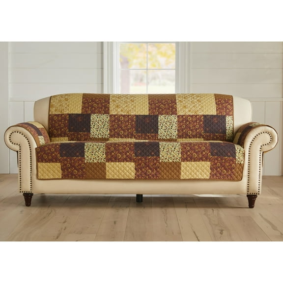 BrylaneHome Printed Faux Patchwork Sofa Protector