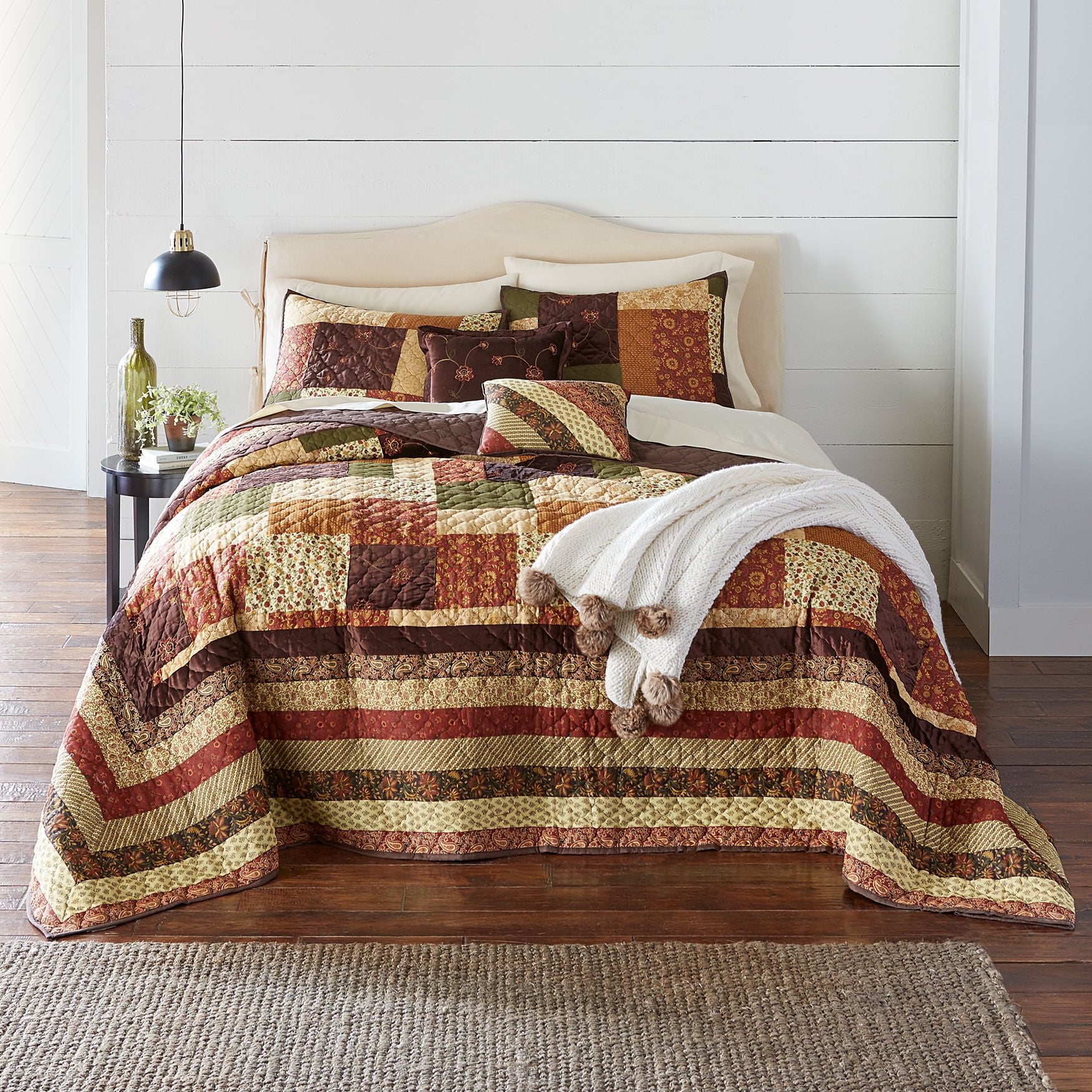 BrylaneHome Salem Harvest Bedspread - King, Brown Multi