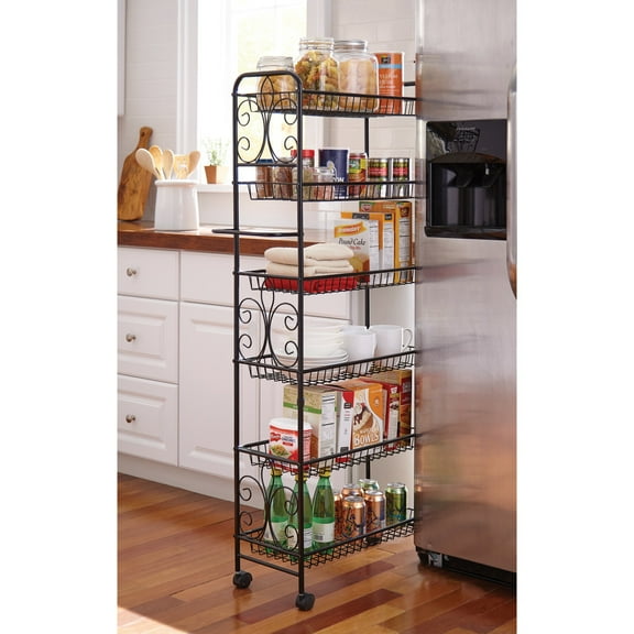 BrylaneHome Scroll 6-Tier Kitchen Cart
