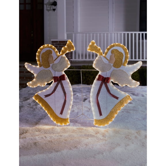 BrylaneHome Set Of 2 Pre-Lit Outdoor Angels