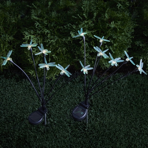 BrylaneHome Solar Swaying Stake Light Dragonfly/Butterfly/Bee, Set Of 2