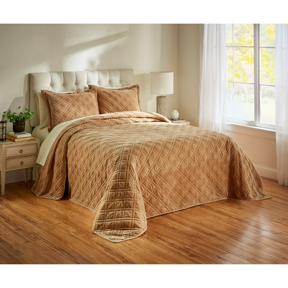 BrylaneHome Velvet Diamond Quilted Bedspread