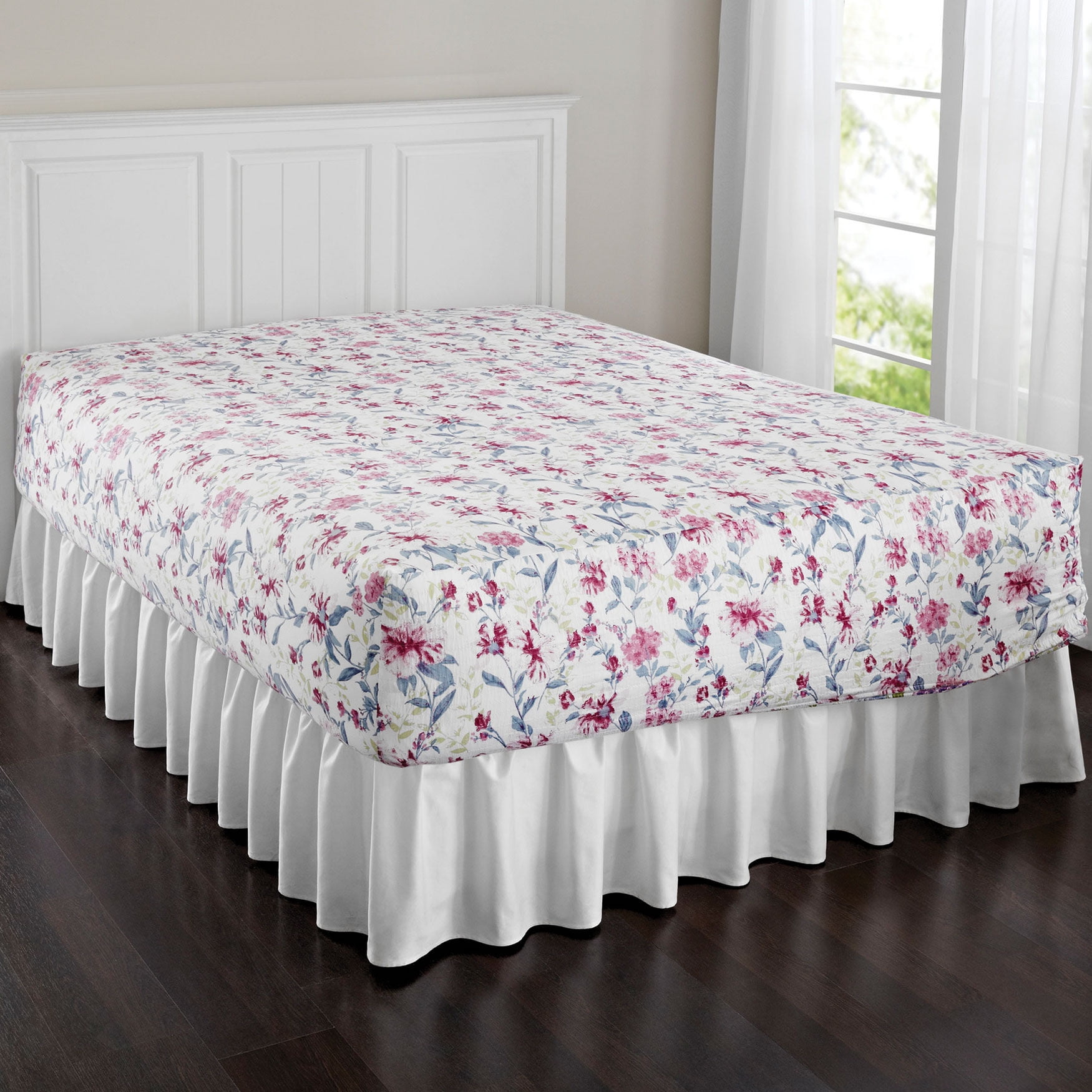 Brylanehome 300Tc Cotton Printed Bed Tite Sheet Set Full, Raspberry