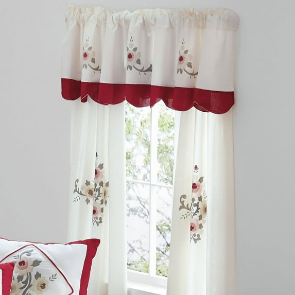 Brylanehome Ava Embroidered Panel Set With Tiebacks, Red Quilt