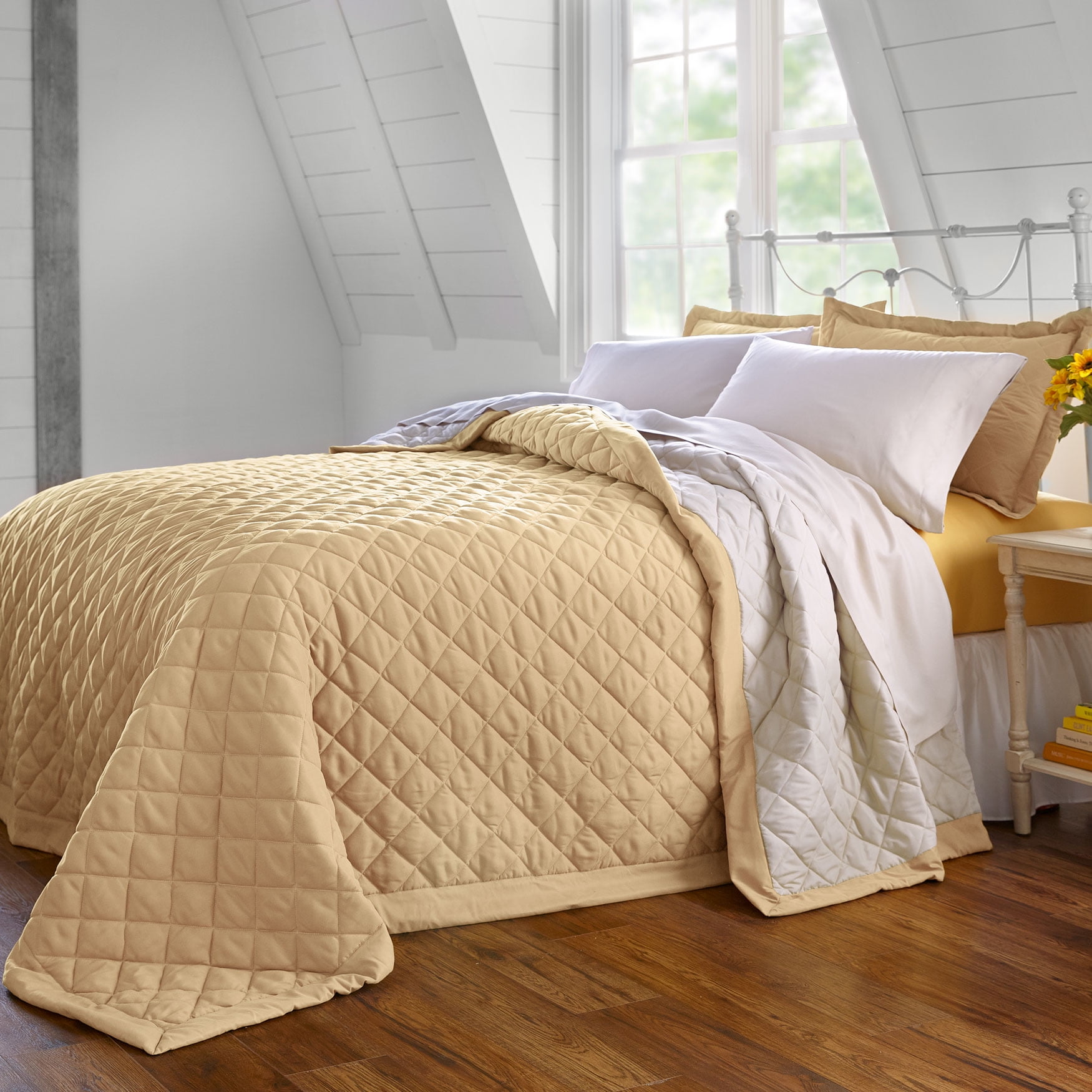Brylanehome Bh Studio Reversible Quilted Bedspread Full, Taupe Ivory