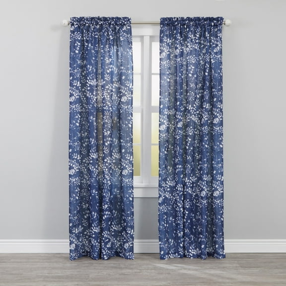 Brylanehome Charlotte Rod-Pocket Panel - 52I W 84I L, Navy Window Curtain