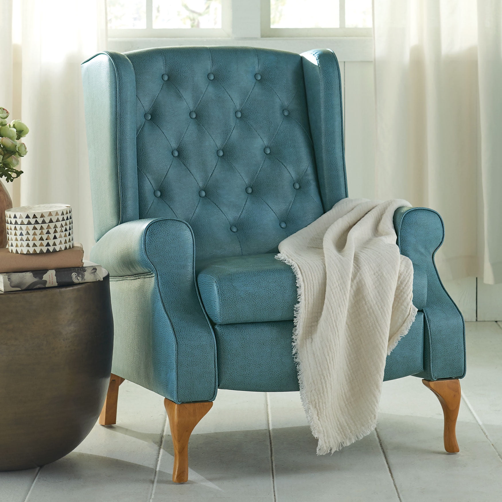 Brylanehome Queen Anne Style Tufted Wingback Recliner 400 Lb