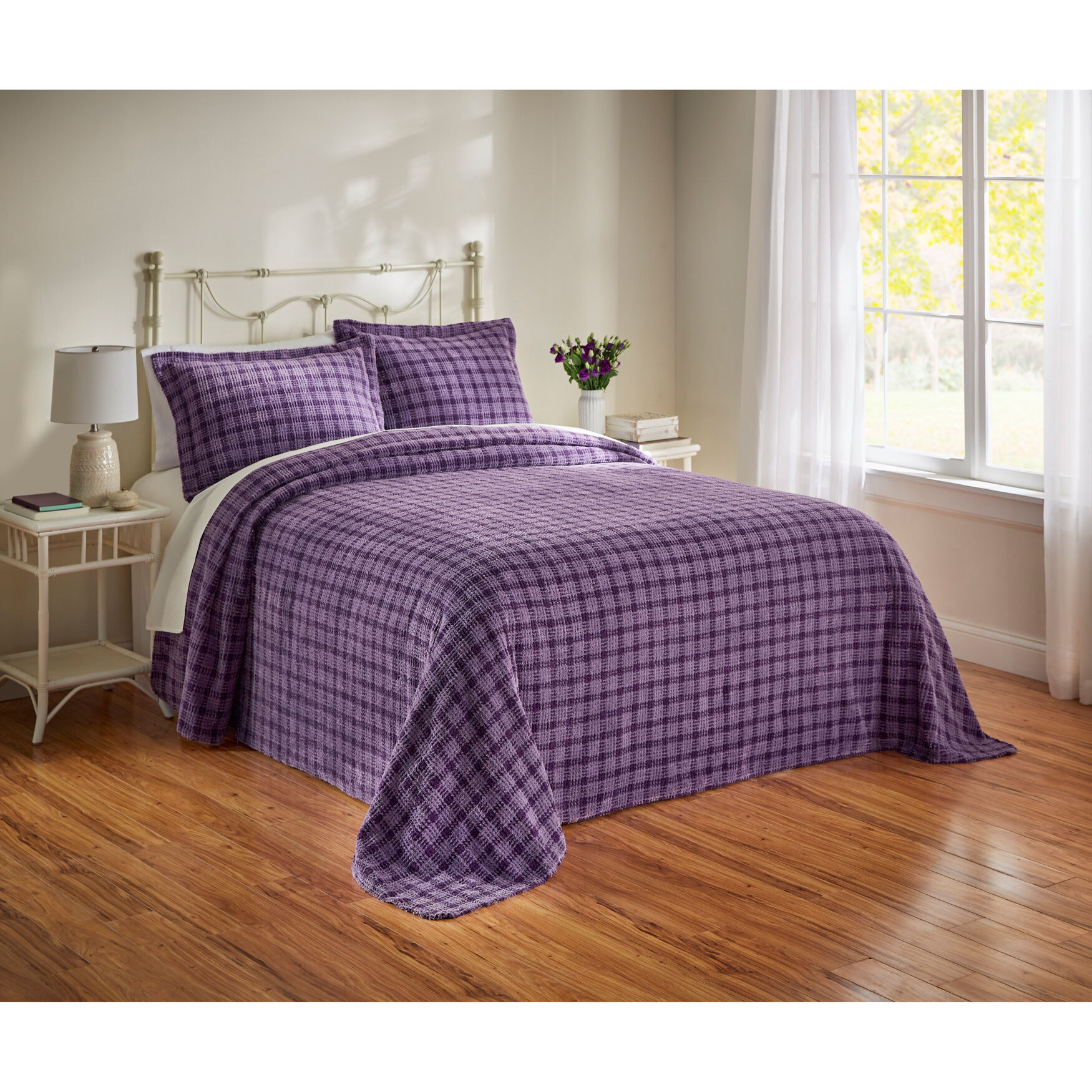 Brylanehome Samantha Chenille Bedspread King, Purple