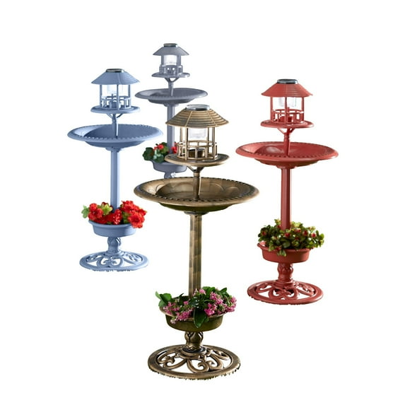 Brylanehome Solar Bird Bath, Geranium