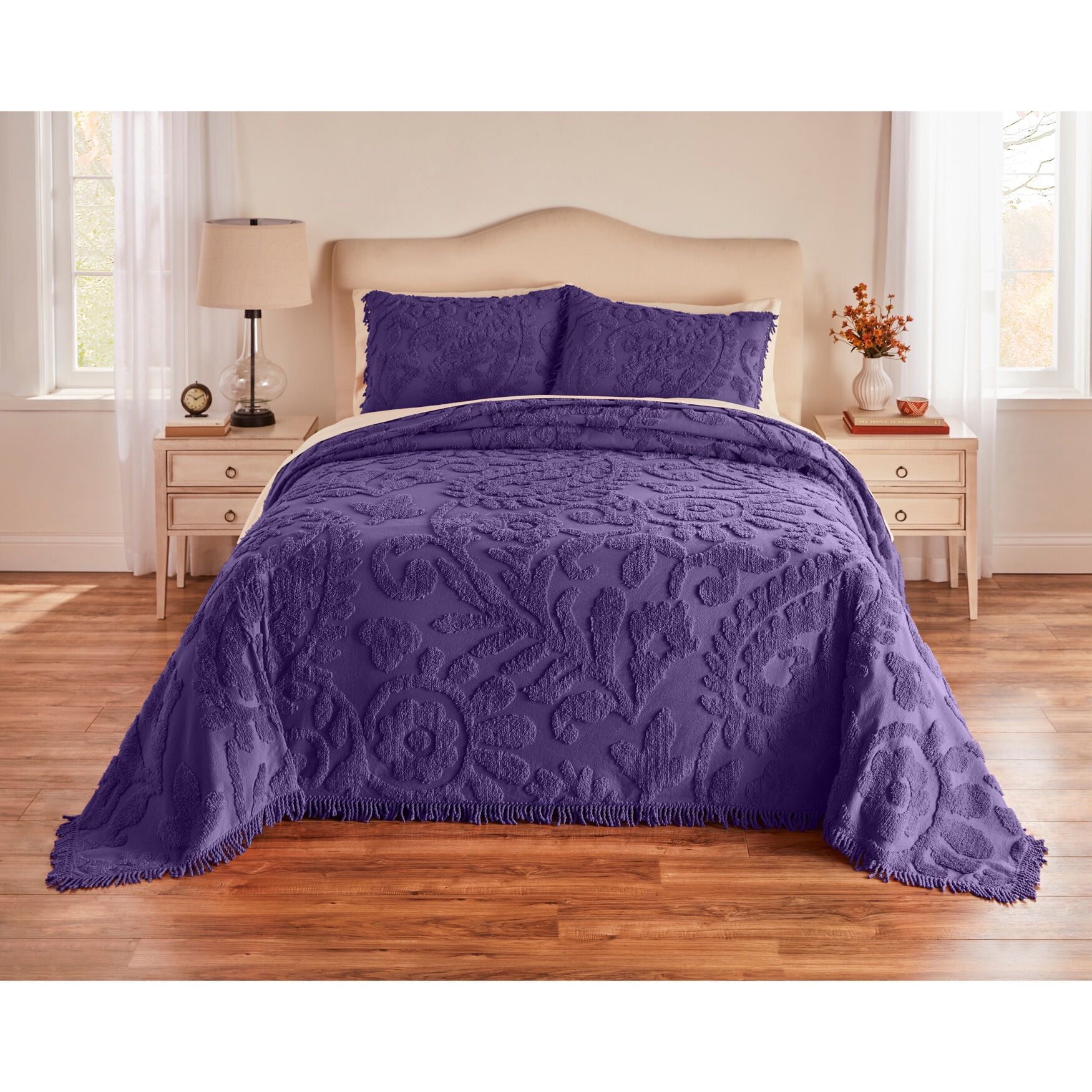 Brylanehome The Paisley Chenille Bedspread King, Purple